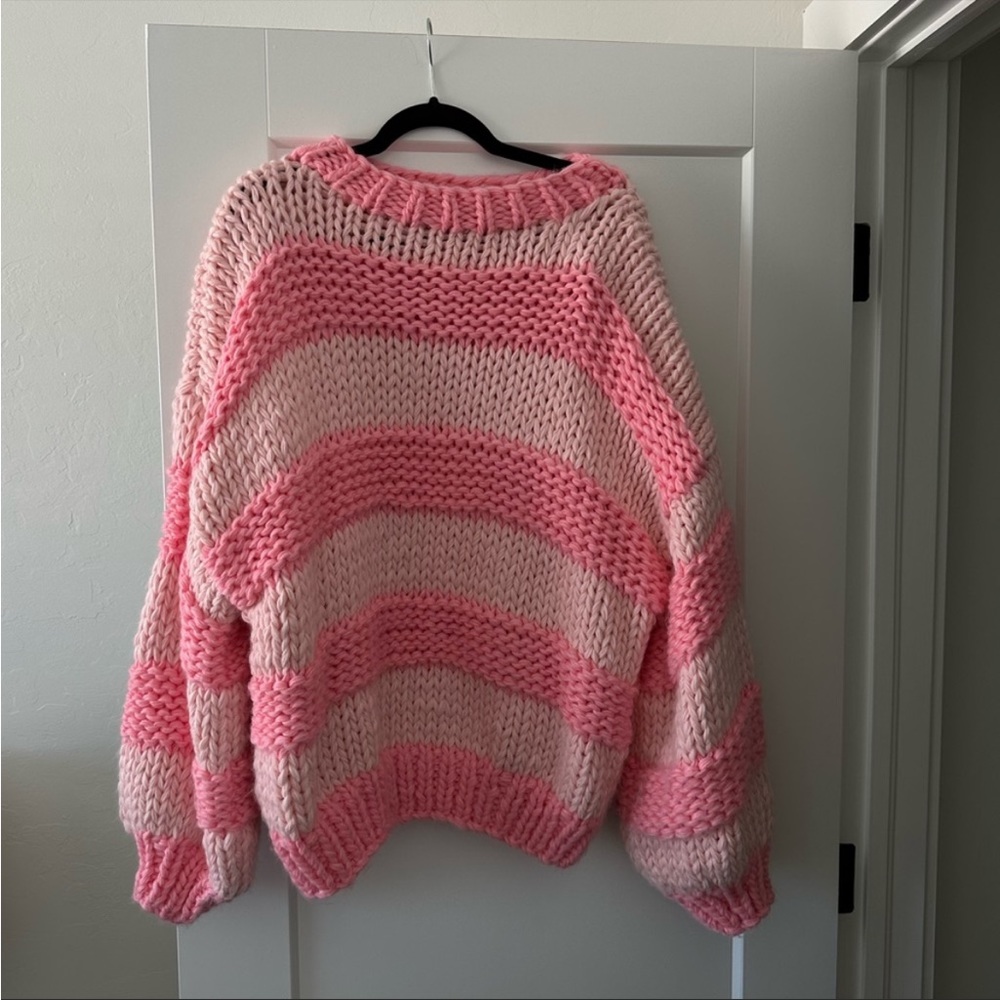 Misguided pink oversized knitted sweater